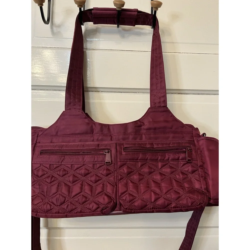 Lug Streetcar Quilted Shoulder Bag Purse in Red Diaper Bag